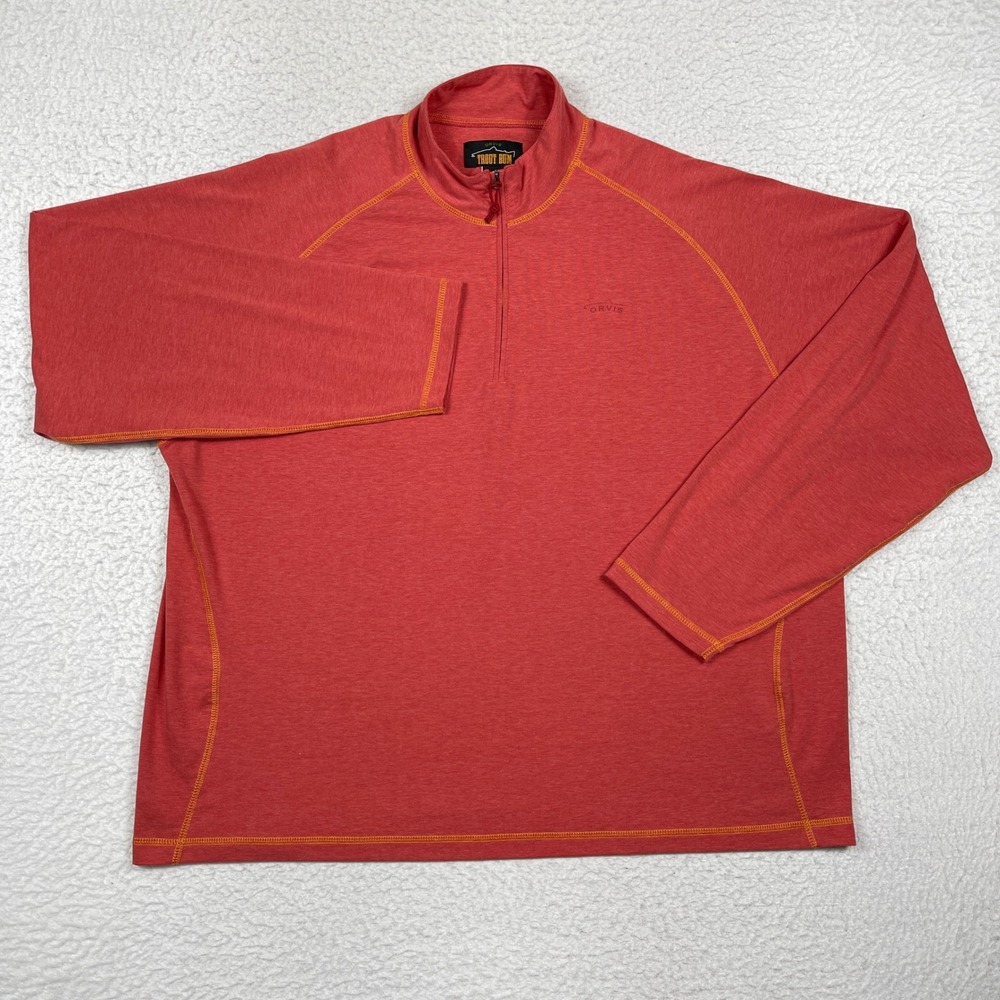 Orvis Pullover Mens XXL Red Trout Bum Quarter Zip Stretch Outdoor Gorpcore